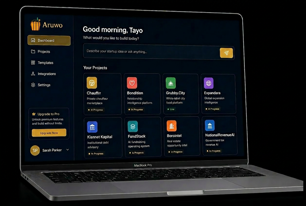 Aruwo dashboard on laptop